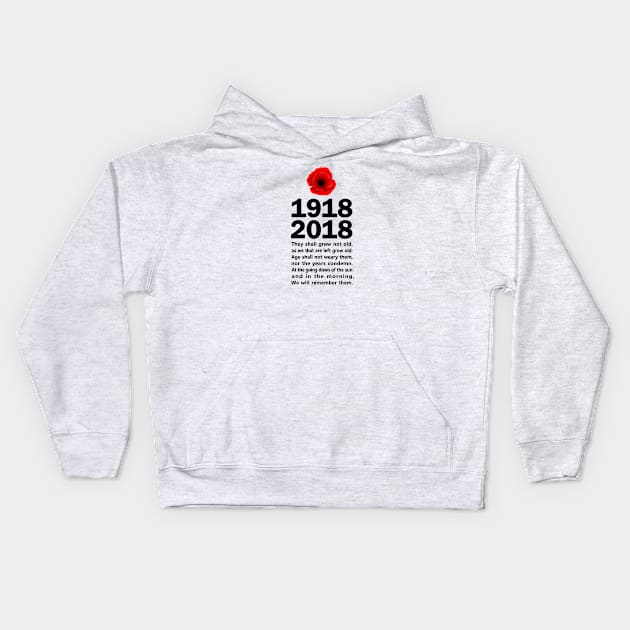 World War One Centenary Kids Hoodie by SeattleDesignCompany